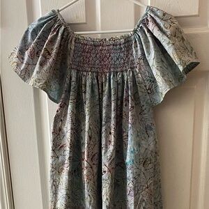 Smocked Batik Cotton Gown